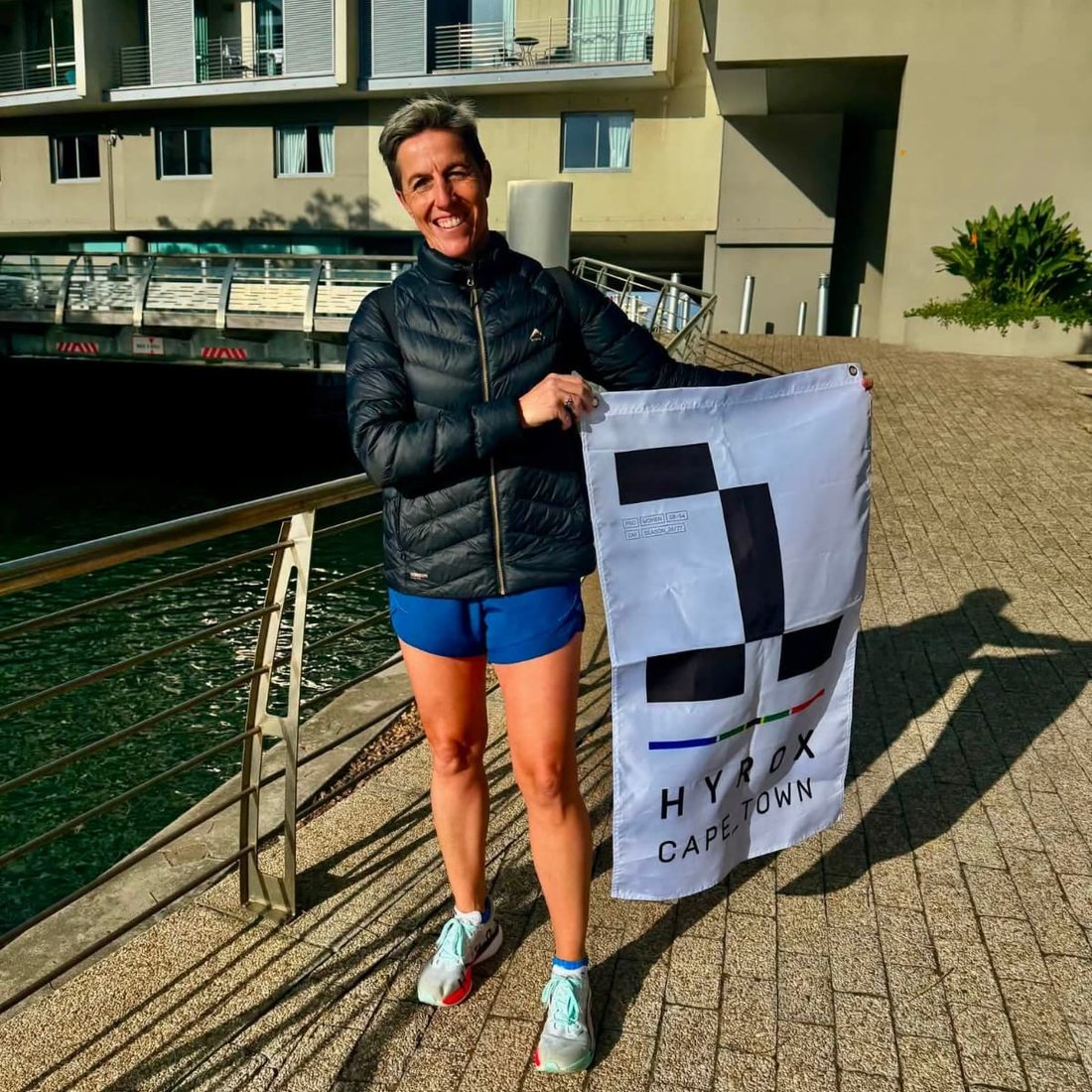 Marisa with her first place banner at HYROX Cape Town