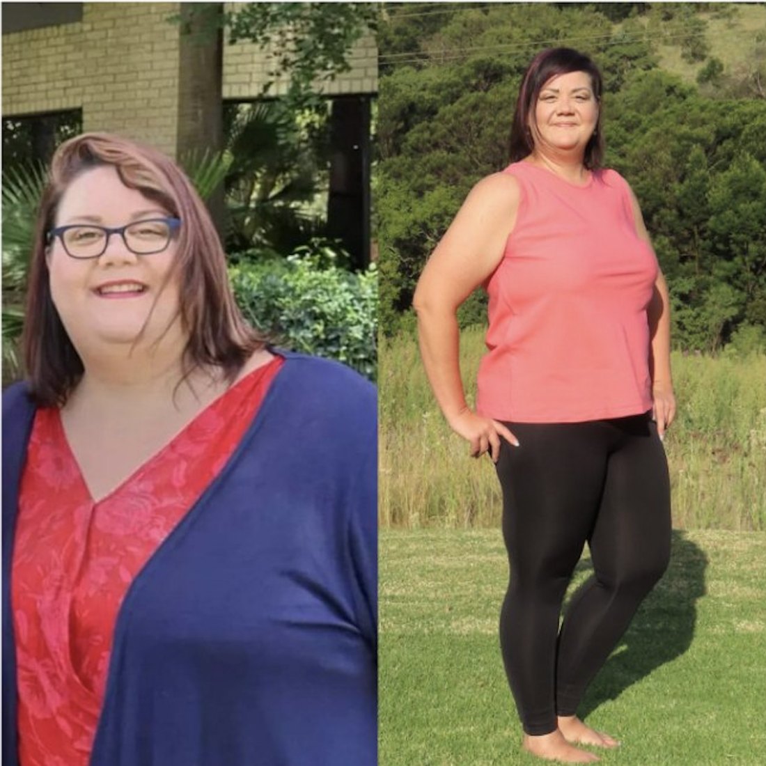 Suzelle before and after losing 60kg in 12 months with Trainingwithstef
